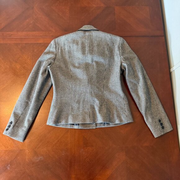 vtg Allen Bernard LTD Houndstooth Wool womens Blazer Jacket Black White  Wool - Picture 2 of 9